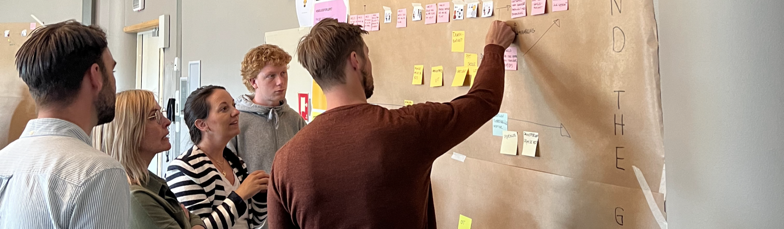 Ung Arena+ Vestfold. Prosjektworkshop med postits.
