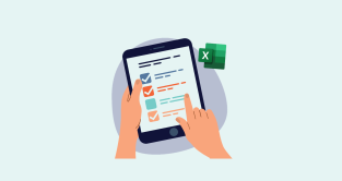 Ikon av en iPad og Excel. 