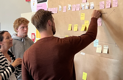 Ung Arena+ Vestfold. Prosjektworkshop med postits.